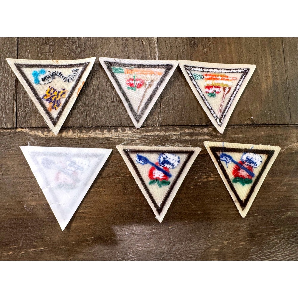 Vintage Girl Scout Brown Border Triangle Badges Health Homemaking Lot of 6 - Picture 4 of 4